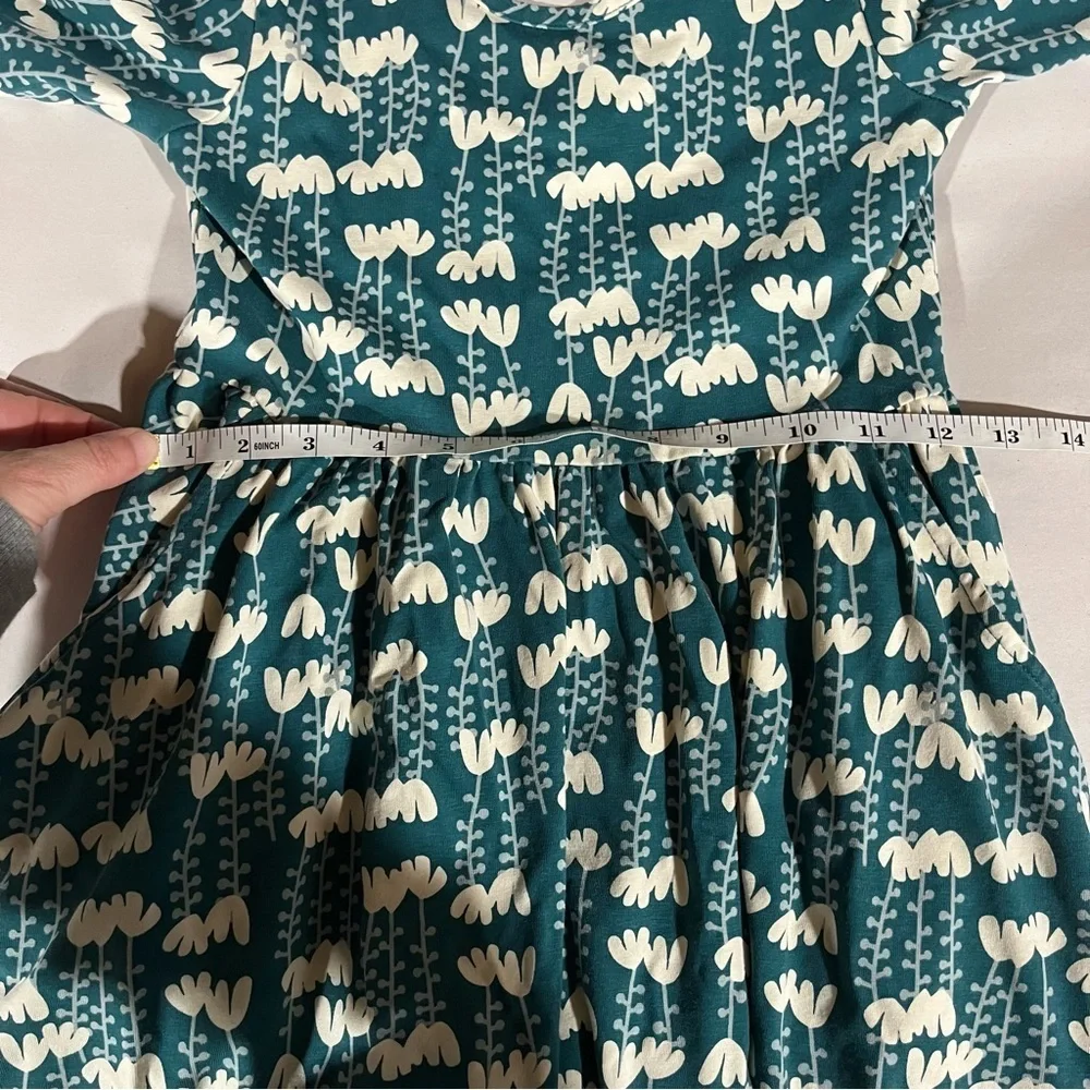 Hanna Andersson Teal and White Floral Girls Dress 8